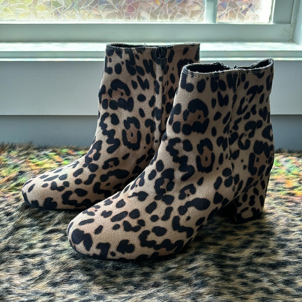 Leopard ankle boots